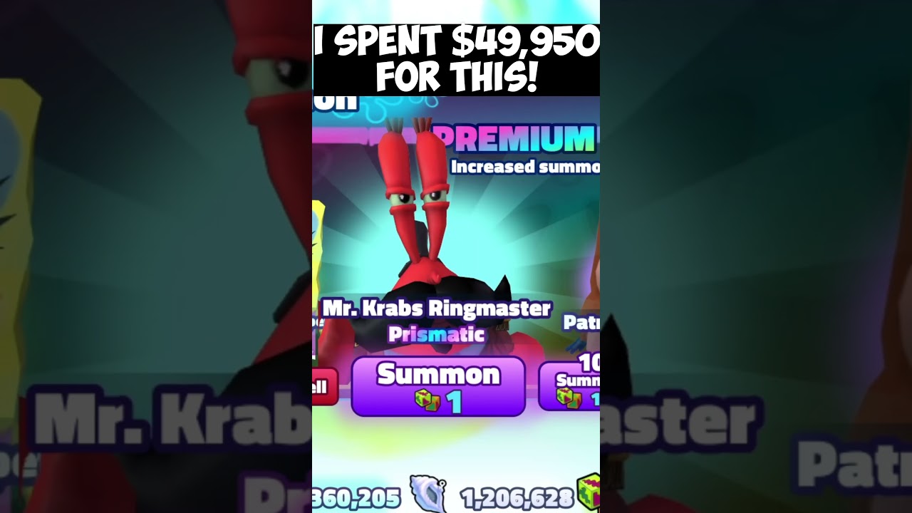 I Spent $49,950 ROBUX FOR THE NEW PRISMATIC RINGMASTER KRABS IN SPONGEBOB TD!
