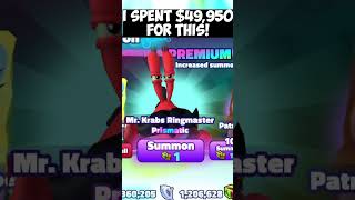 I Spent $49,950 ROBUX FOR THE NEW PRISMATIC RINGMASTER KRABS IN SPONGEBOB TD!