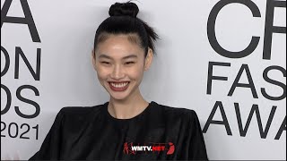 HoYeon Jung from 'Squid Game' looks stunning on the Red carpet at 2021 CFDA Fashion Awards