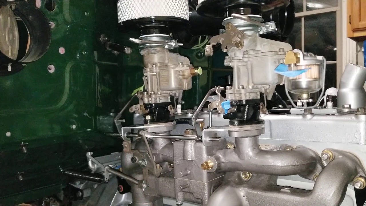 1951 B3B dual carb throttle linkage YouTube