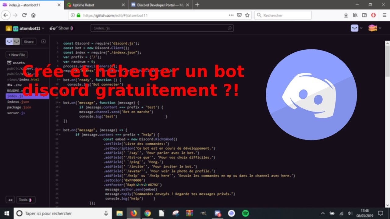 |TUTO| Creer et héberger un bot discord gratuitement - Atomix - YouTube