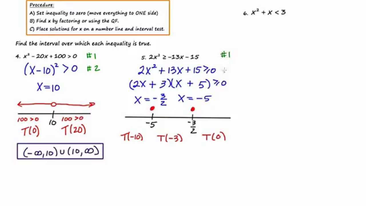 how do we solve problems involving quadratic inequalities