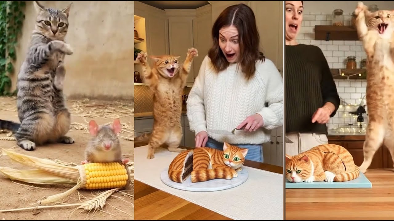 Best Funny Cat Videos & Reactions | Cat Cake Cutting 😹🍰