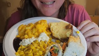 Yellow Food Mukbang! Loud Gross ASMR Hand Eating. Sushi, Corn, Keylime Pie, & Mac and Cheese. Yummy! screenshot 4