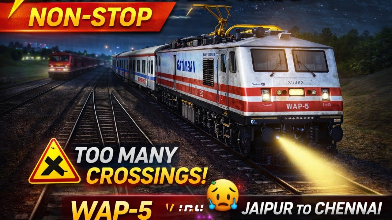 Driving Gatimaan Express ⚡ WAP-5 | Jaipur to Chennai Non-Stop | Too Many Crossings & Late Arrival 😓