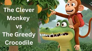 Clever Monkey and the Greedy Crocodile | Funny Mango Tree Story for Kids | Moral Story in English screenshot 5