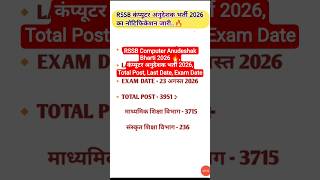 Rajasthan Computer Anudeshak Bharti 2026 🔥 | Notification Out | Form Date, Exam Date #shorts #viral