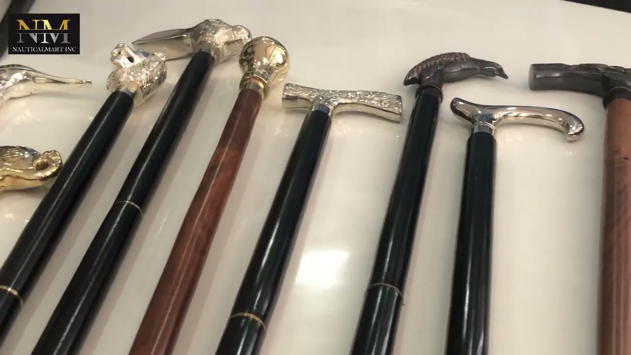 NauticalMart Brass Walking Stick Gentlemen Gift Wooden Cane