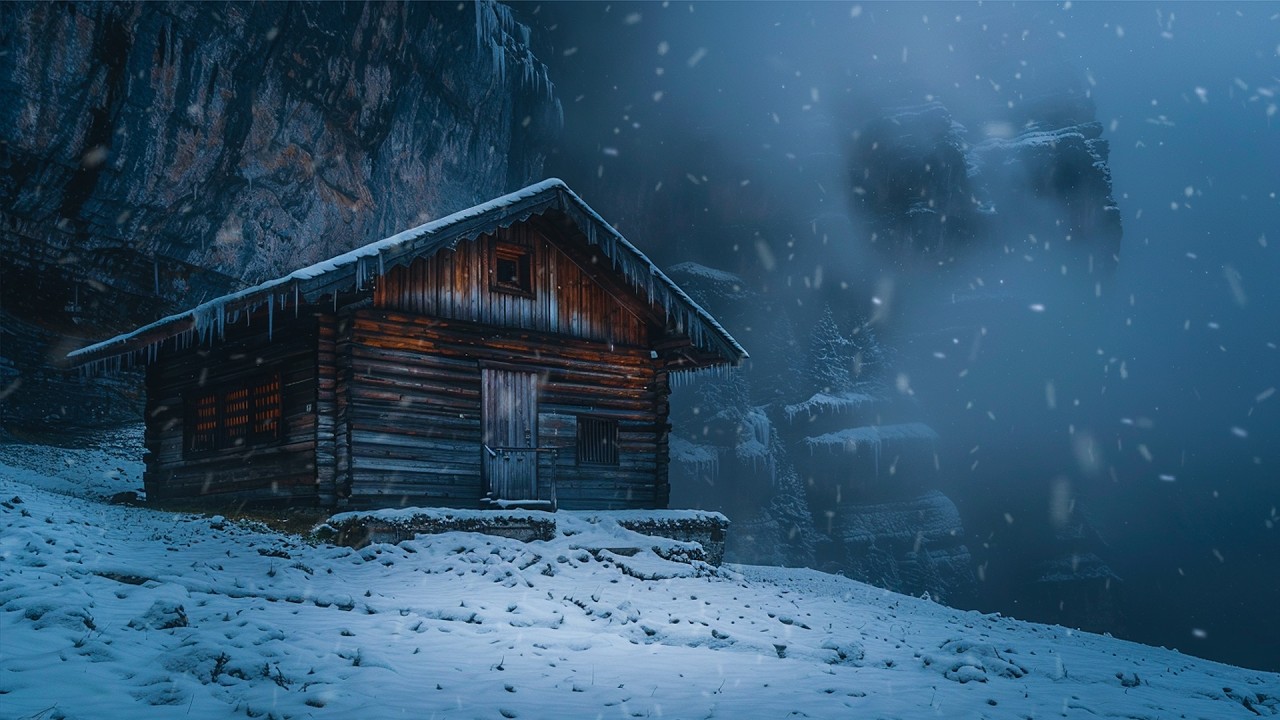 Deep Sleep in a Cozy Log Cabin | Heavy Blizzard Sounds for Sleeping & Howling Wind Ambience