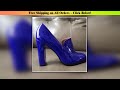 Rontic Handmade Women Spring Pumps Slip On Chunky High Heels Round Toe Elegant Black Blue Party