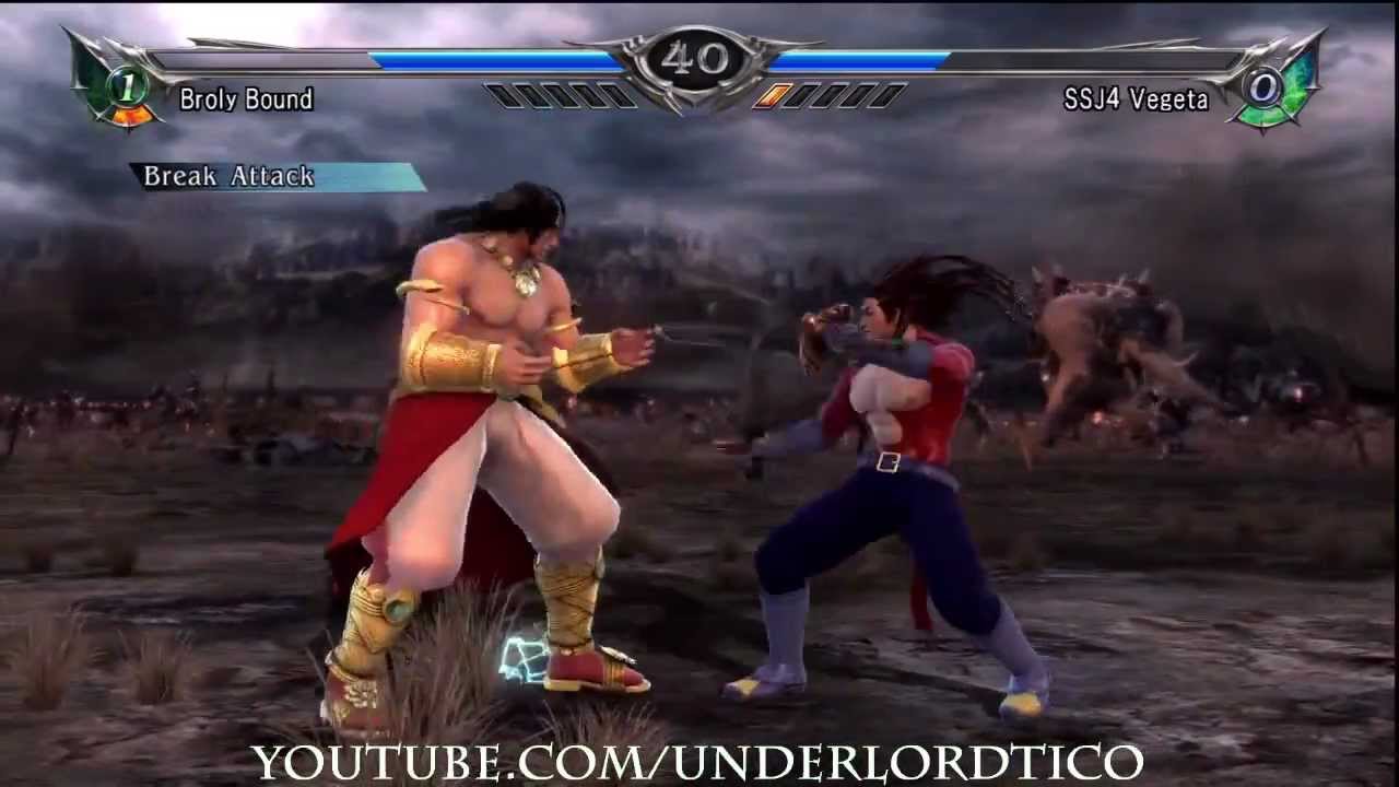 Soul Calibur 5 - Broly Bound vs SSJ4 Vegeta - YouTube