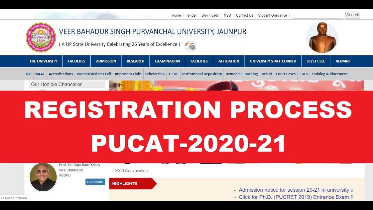 VBSPU-PUCAT REGISTRATION PROCESS EXPLAINED, JAUNPUR UNIVERSITY FOR SESSION-20-21