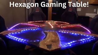 DIY Epoxy Hexagon Gaming Table! LEDs, Wood, & Glass! How To!