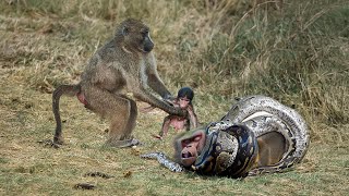 Ruthless Python Deprives a Baby Baboon of its Mother