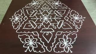 Ugadi Rangoli | Easy daily rangoli for beginners |21*11 Simple chukki rangoli|365 days dots rangoli|