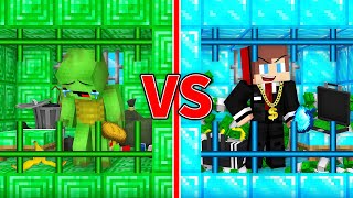 Mikey EMERALD vs JJ DIAMOND Prison Survival Battle in Minecraft (Maizen)