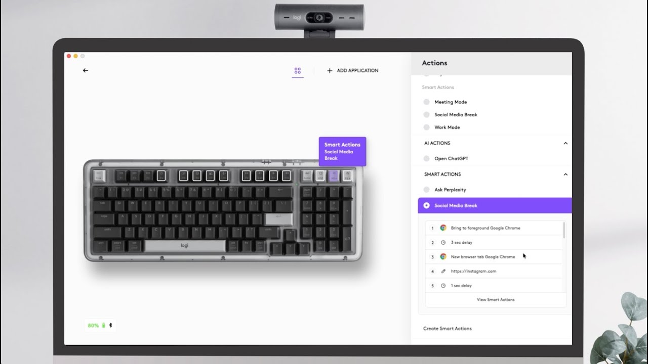 Quickly customize the Alto Keys K98M Action Keys with Smart Actions using the Logi Options+ App