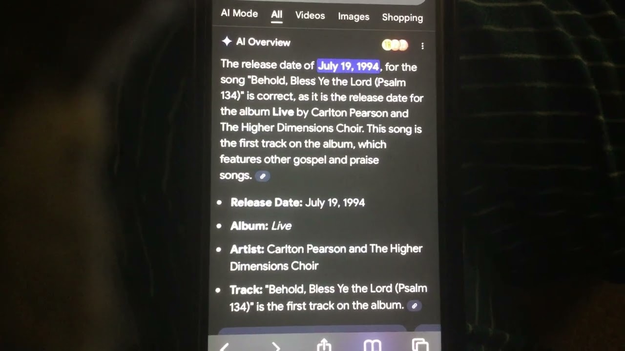 Carlton Pearson Behold, Bless Ye the Lord (Psalm 134) Release Date July 19, 1994