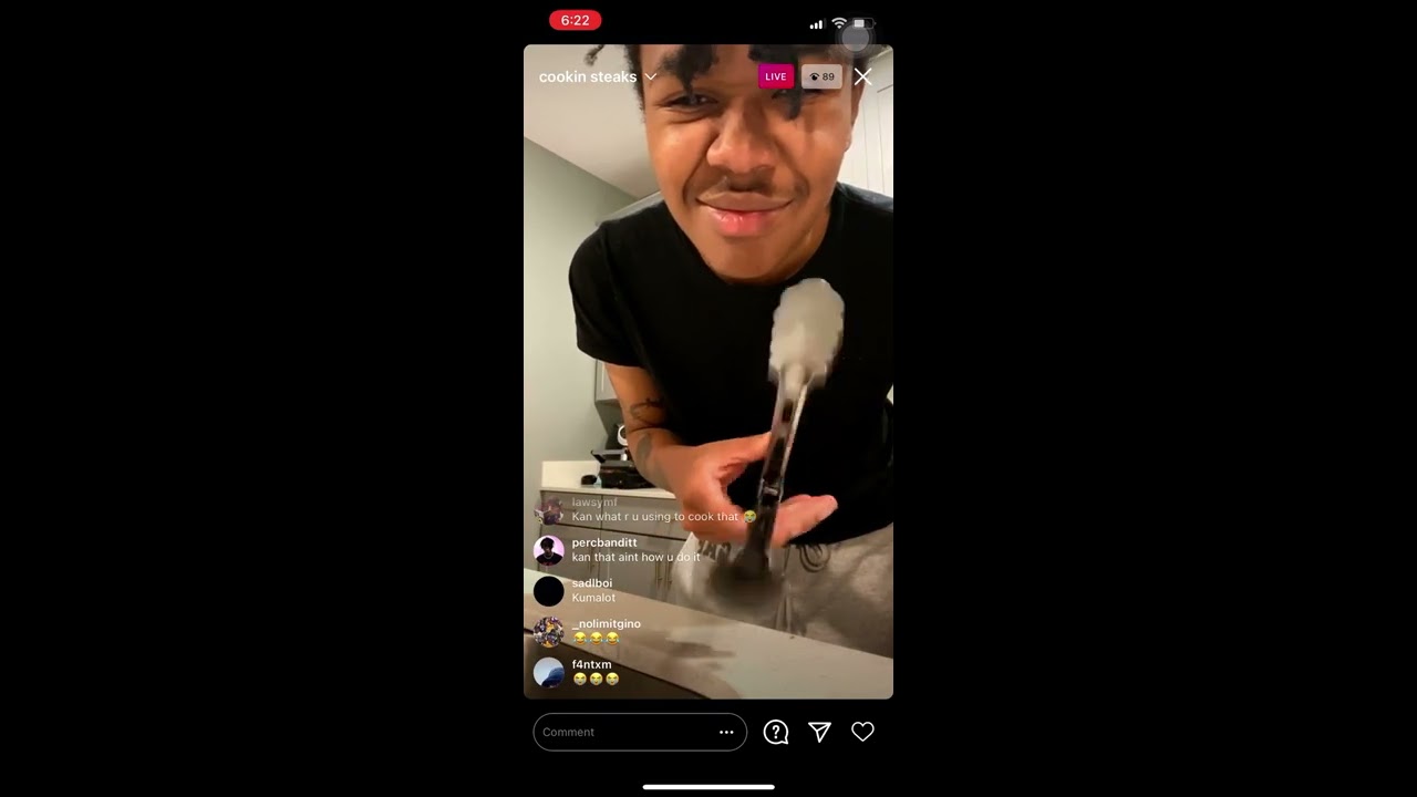 Kankan cooks steak off a perc on ig live 😂 (funniest live ever)