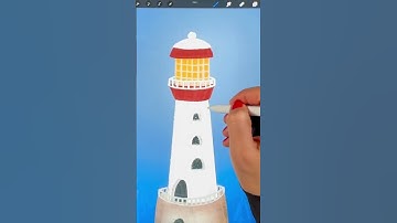 Lighthouse - iPad drawing in Procreate (#shorts)