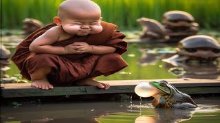 Monk_and_Frog | so little cute monk 😝😘😋 | so cute little monk | #cute #youtube #video