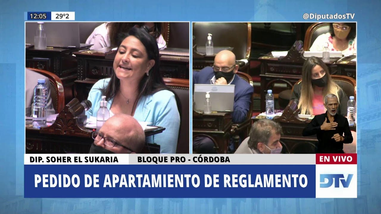 Diputada El Sukaria, Soher - Sesión 29-12-2020 - AR SESIÓN ESPECIAL SOLICITADA POR EL SR. DIPUTADO MÁXIMO KIRCHNER Y OTRAS/OS.
A fin de considerar:
1) 153-S-20, sobre proyecto de ley en revisión por el cual se acuerda autorización al señor Presidente de la Nación para ausentarse del país durante el año 2021.
2) 115-S-18, sobre proyecto de ley en revisión por el cual se aprueba el acuerdo entre el gobierno de la República Argentina y el gobierno del Estado de Qatar para evitar la doble imposición y prevenir