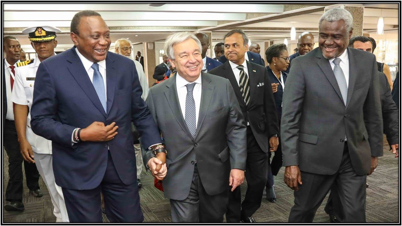 Uhuru Kenyatta arrives for opening of Terrorism and the Prevention of Violent Extremism newspaper mockup