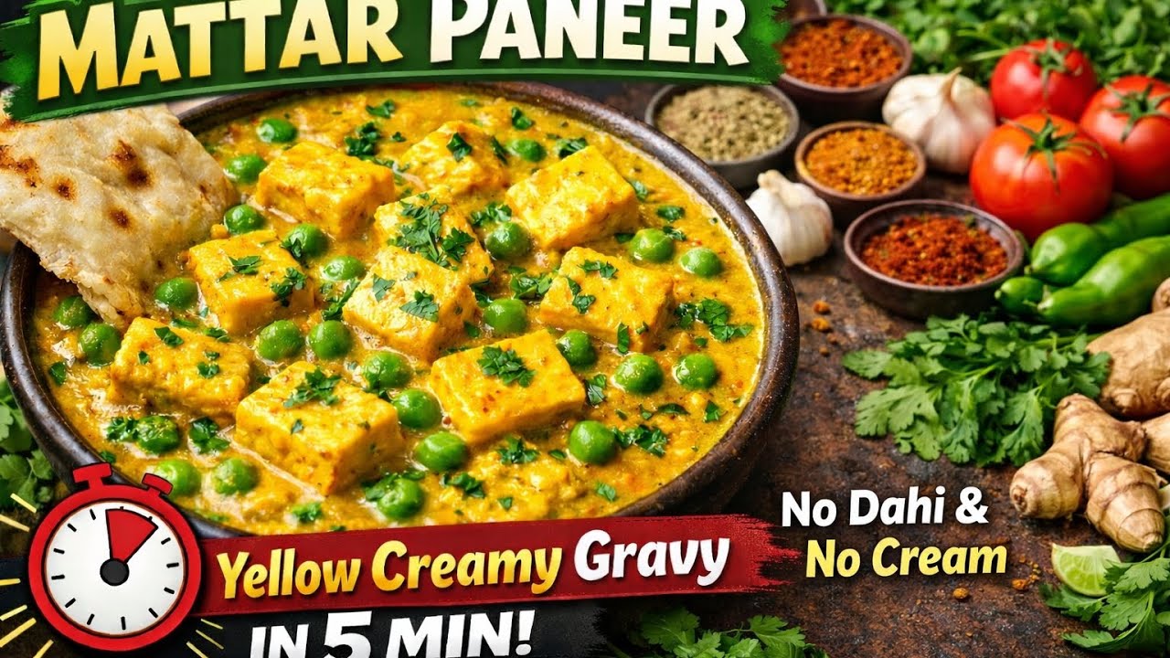 Creamy Mattar Paneer in Under 5 Minutes 😋 | Super Fast Recipe