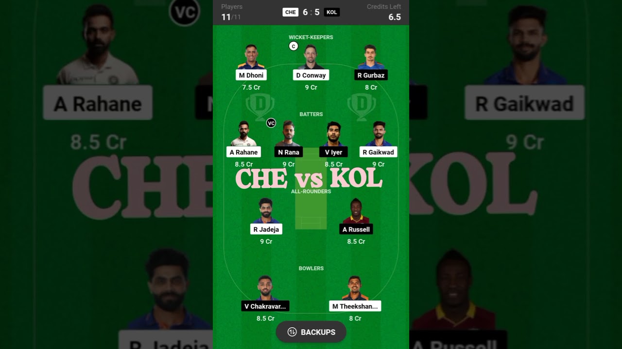 CHE vs KOL team create