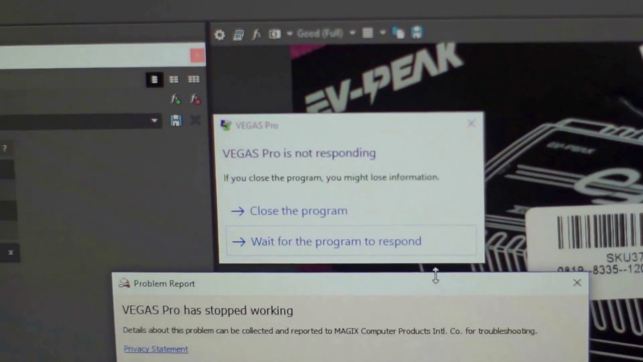Vegas Pro 15 crash when stabilizing 4K video (1080p is OK)