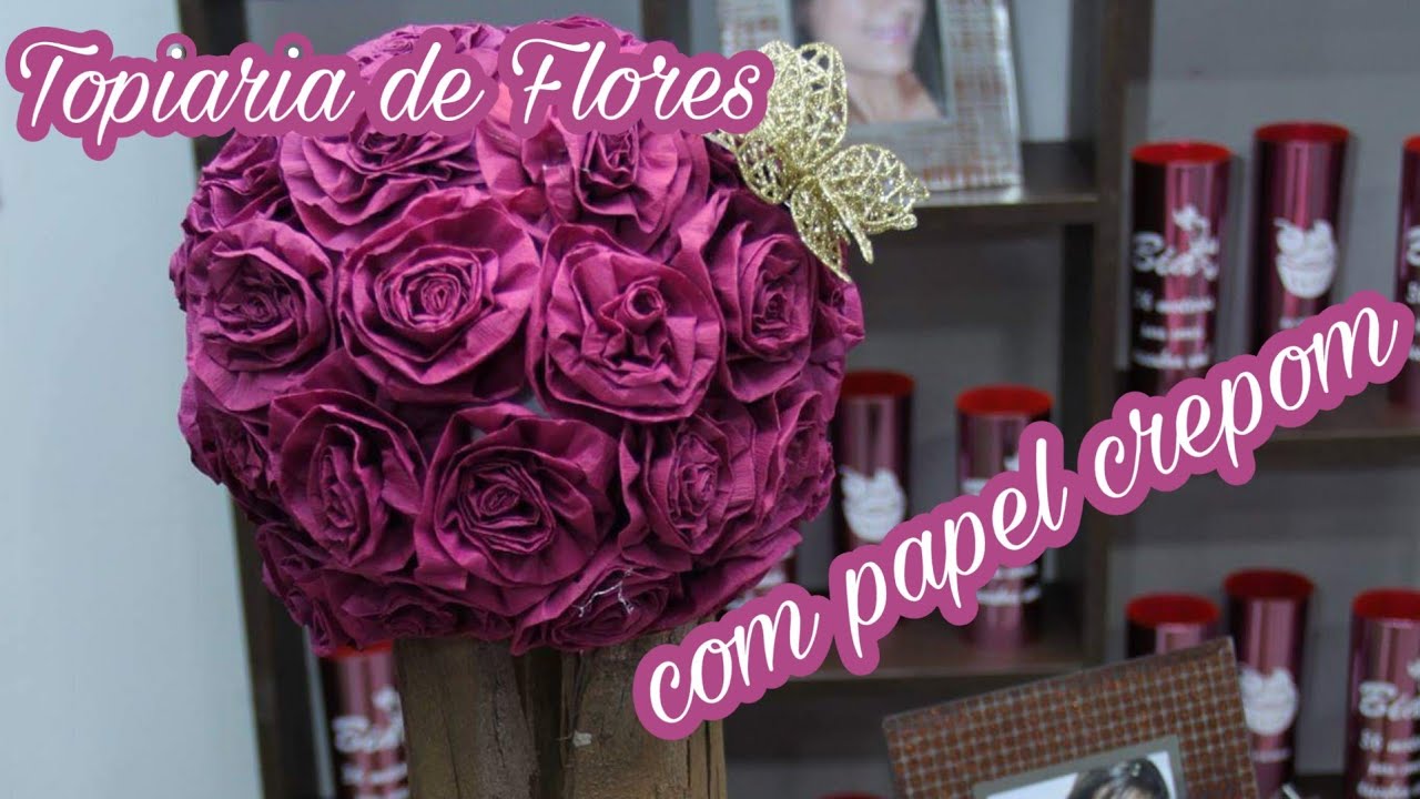 Topiaria de papel crepom #topiariadeflores