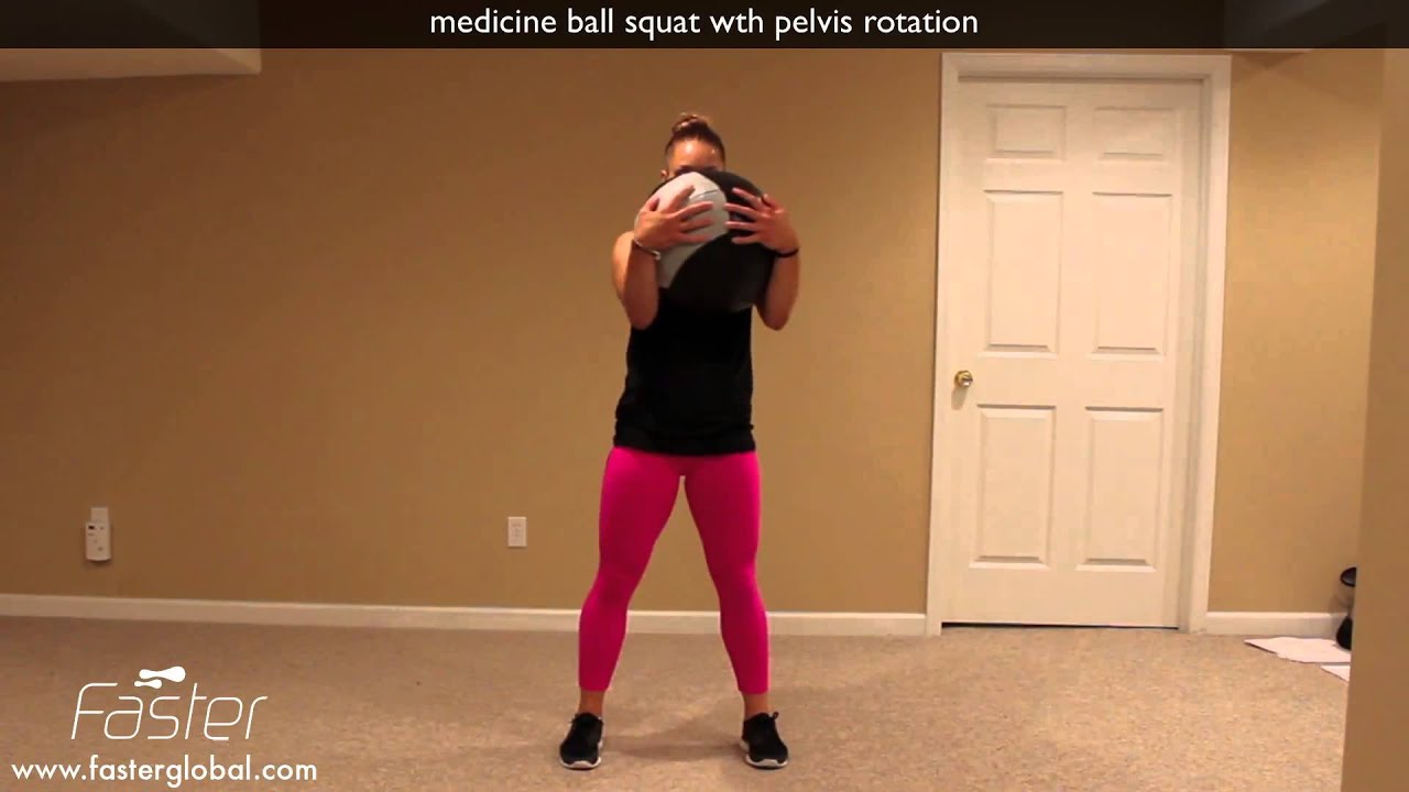 medicine ball squat with pelvis rotation mov - YouTube