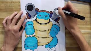 🌟Blastoise PoKemon coloring 🌟｜How to coloring｜カメックス｜Art DIY｜coloring book｜水箭龟｜ WOW-DIY