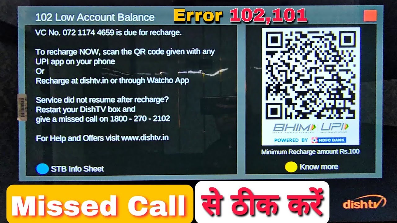 102 Low Account Balance Dish Tv 102 Low Account Balance 101 Channel