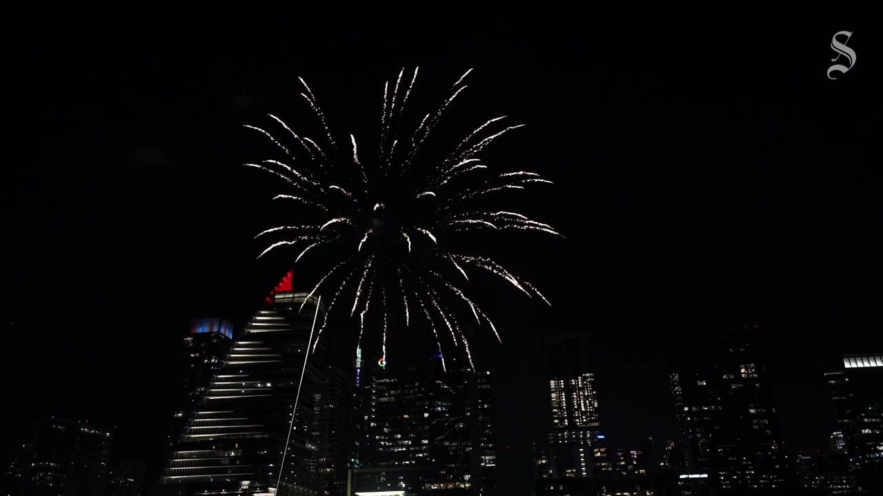 Full fireworks show over downtown Austin, Texas celebrate July 4th