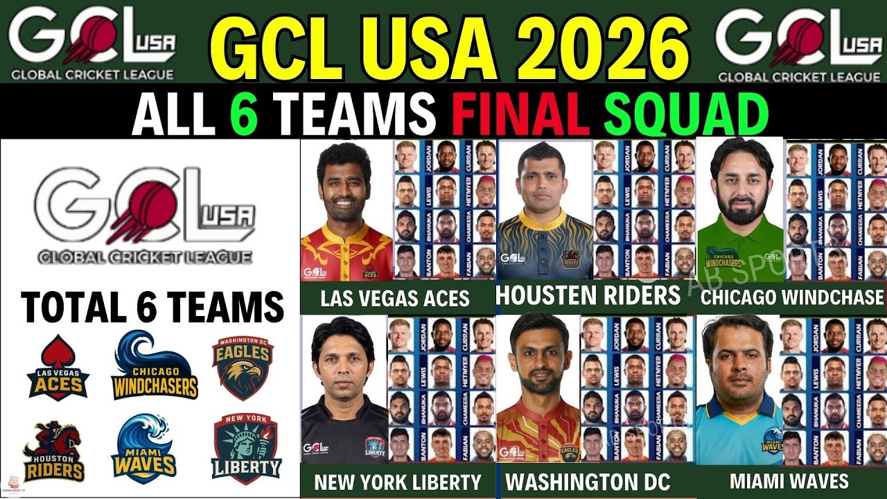 GCL USA 2026 | All 6 Teams Final Squads | Global Cricket League All Teams Final Squad  | GCL 2026