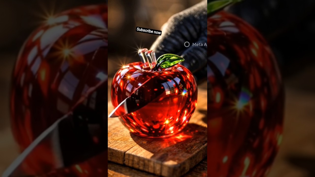 red apple glass cutting video 🍎