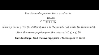 Calculus Help: The demand equation for a product is p=89640/(371+3x)where p is the price(in dollars)