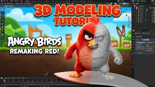 3D modelling animation basic tutorial video. Angry birds. HOW to make a 3D modeling angry bird video
