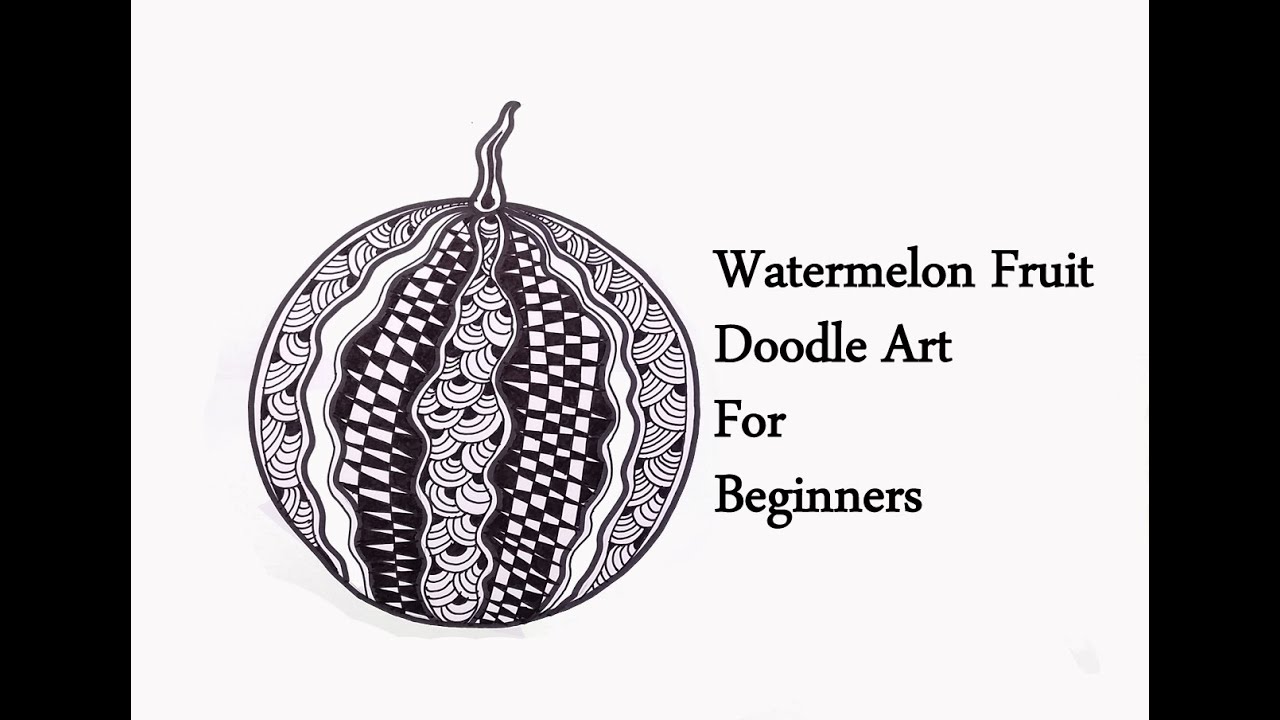ZENTANGLE ART PATTERN WATERMELON FRUIT STEP BY STEP WATERMELON FRUIT