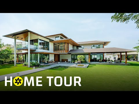 A Modern House in Ahmedabad With Traditional Sloping Roofs (Home Tour).