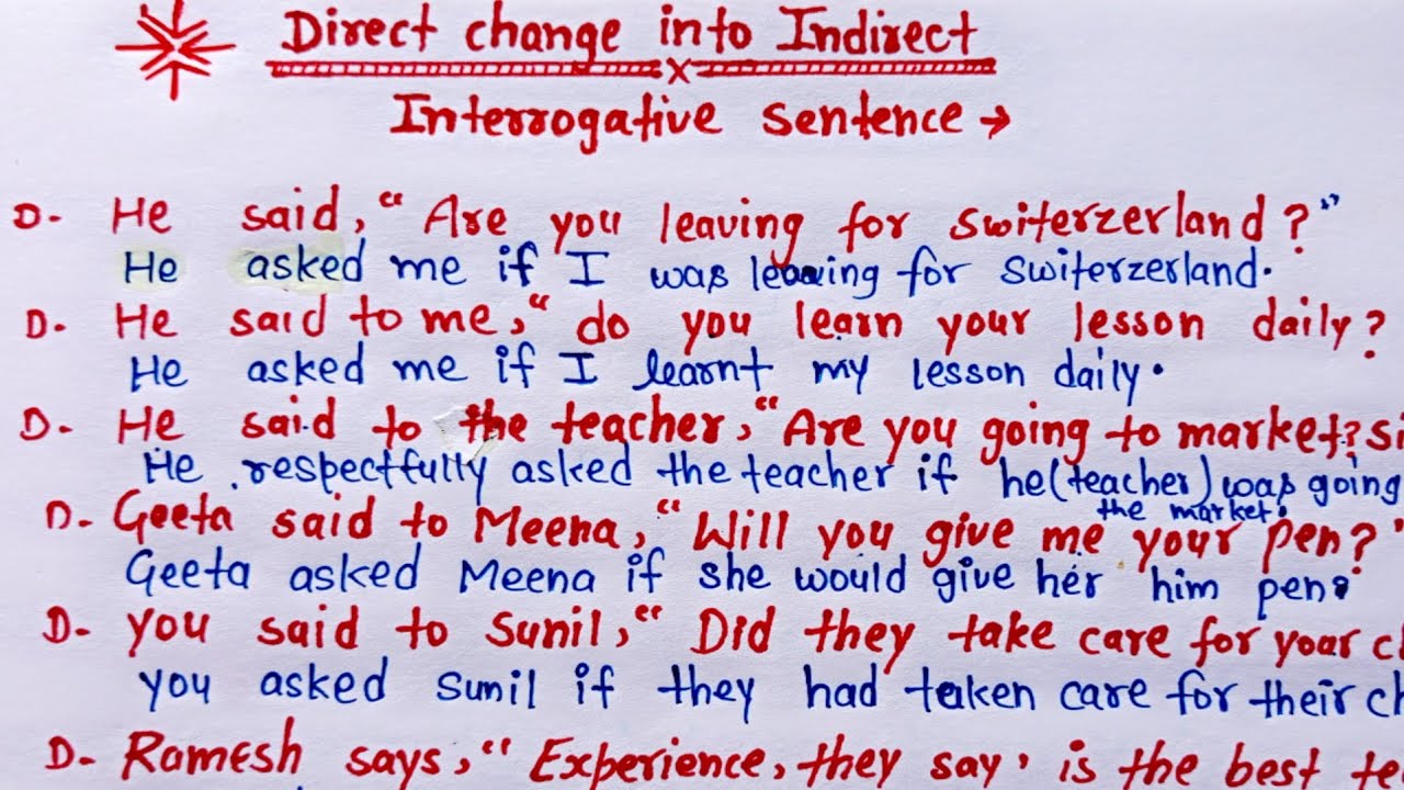 Direct and direct interrogative sentences // direct and indirect ...