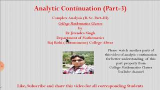 Analytic Continuation (Part-3)