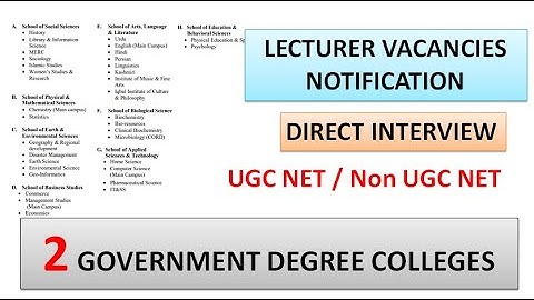Lecturer Vacancies 36 Departments in 2 Government Degree Colleges | Non UGC NET/UGC NET | Interview