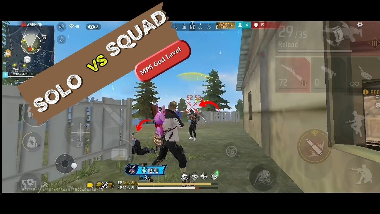 COMEBACK Solo vs Squad MP5 God Level Gameplay Garena Freefire - YouTube