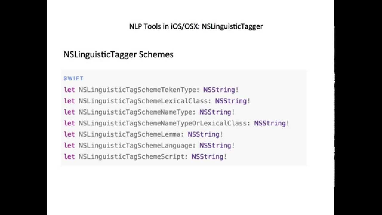 NLP Tools in iOS / OSX: NSLinguisticTagger