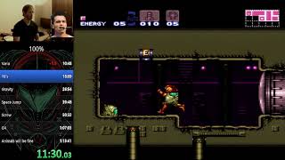 Super Metroid 100% in 1:13:35
For the Twitch highlight w/ chat playback & interactions https://www.twitch.tv/videos/730996711
Nice strong PB, only a few seconds away from a 42igt ! This really kept a great pace all the way up to Ridley or so. After Ridley there was many silly mistakes adding up which threatened to put me behind. My annoyance started to show which im trying to curb for future runs. The problem is the emotional investment into a good run puts me on edge ready to flip when things dont play out the way they should. I managed to save a really good chunk of time in Tourian despite a bad MB 1. Still, with a much cleaner split from Screw to G4 this couldve easily been a 2x or even a 1x. For now, 3x was a good preliminary goal I had in mind that is now ticked off ! Super Metroid 100% in 1:13:35