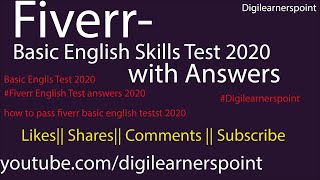 Fiverr-Basic English Skills Test 2020 with Answers-Digilearnerspoint