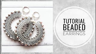 #МК - Серьги-кольца из бисера и граненых бусин | #Tutorial - Beaded and faceted bead ring earrings