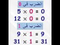 الــضـرب فى صفـر 0 والضرب فى واحد 1 